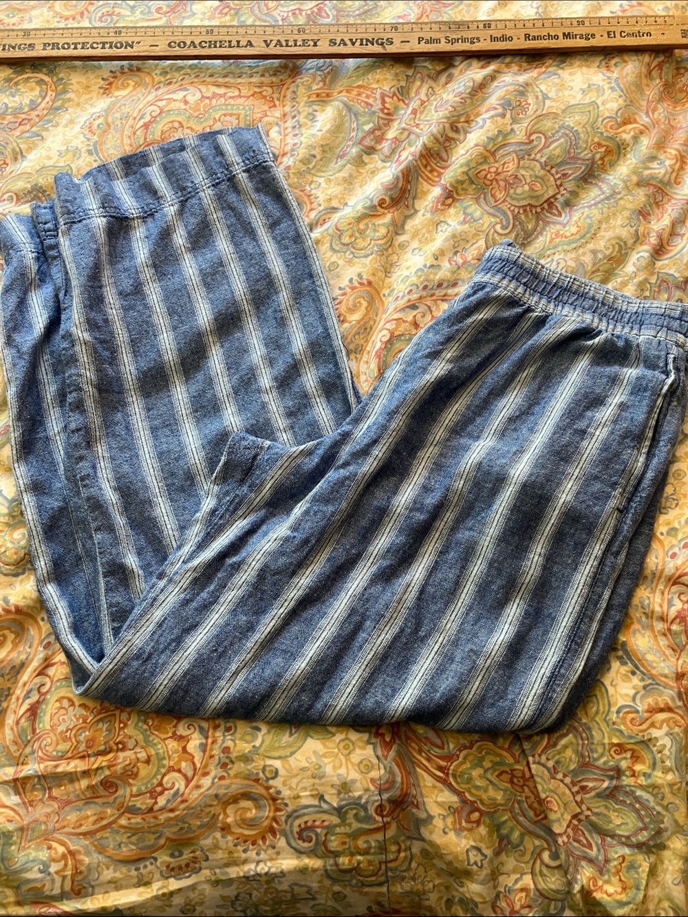 Old Navy Blue Striped Straight-Leg Pants. Size large tall.